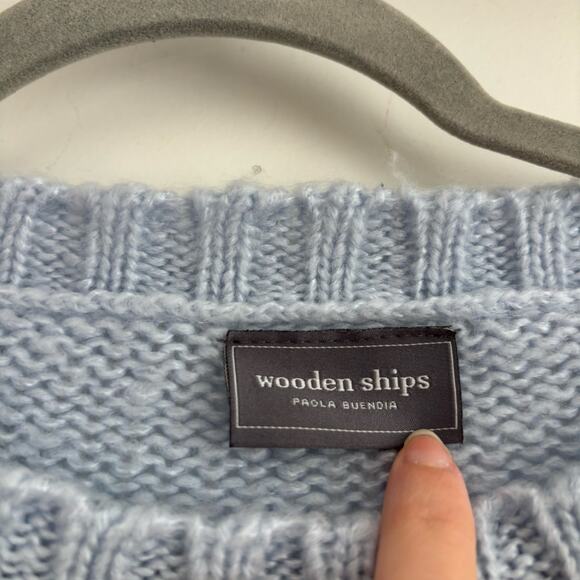 Wooden Ships Women’s Skull Wool Mohair Blend Sweater Sz M / L Light Blue - Picture 6 of 9
